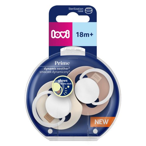 LOVI Világító dinamikus szilikon cumi PRIME 18hó+ 2db - Ivory/Blush