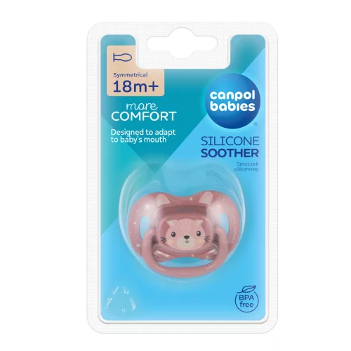 Canpol babies Szilikon szimmetrikus cumi, 18hó+, 1db, CUTE ANIMALS - pink