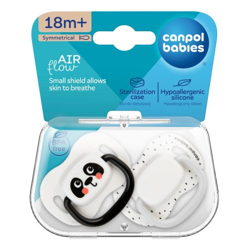 Canpol babies Szilikon szimmetrikus cumiszett, BabiesBoo, 18hó+, 2db, fehér