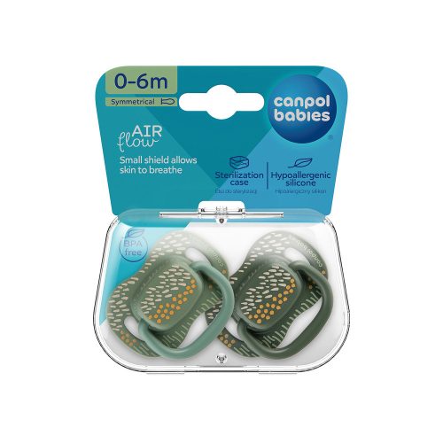 Canpol babies Szilikon szimmetrikus cumiszett, 0-6hó, 2db, MOUNTAINS - zöld