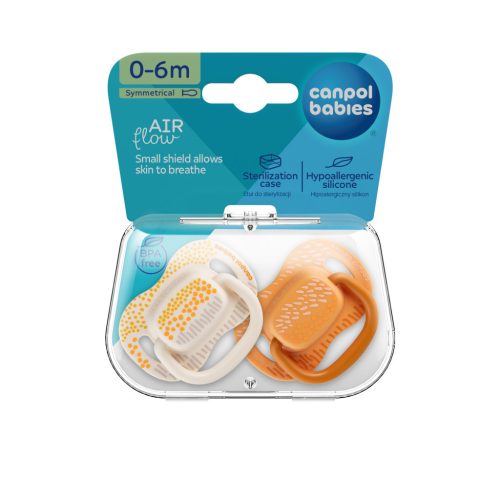 Canpol babies Szilikon szimmetrikus cumiszett, 0-6hó, MOUNTAINS - sárga