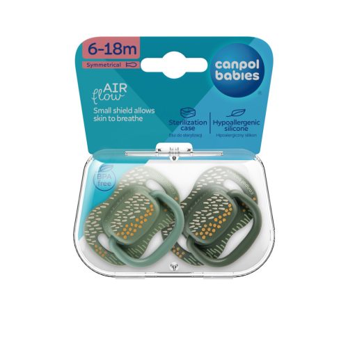 Canpol babies Szilikon szimmetrikus cumiszett, 6-18hó, 2db, MOUNTAINS - zöld