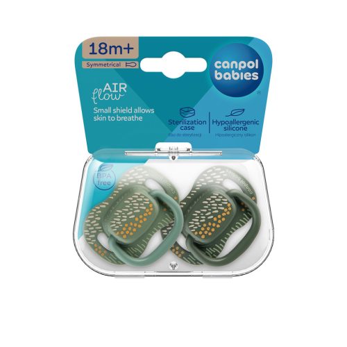 Canpol babies Szilikon szimmetrikus cumiszett, 18hó+, 2db, MOUNTAINS - zöld