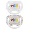 Canpol babies Világító Szilikon szimmetrikus cumi LOVE MUM&DAD 0-6hó 2db
