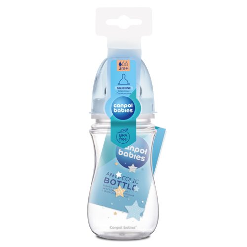 Canpol babies Anti-kólikás cumisüveg, EasyStart, NEWBORN BABY, 240 ml - kék