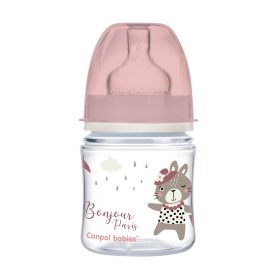   Canpol babies Anti-kólikás cumisüveg, Easy Start, 120 ml, BONJOUR PARIS - pink