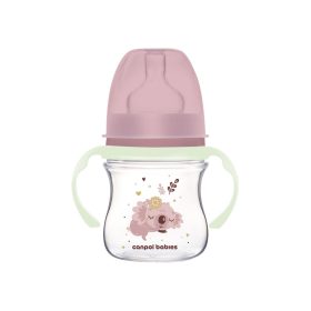   Canpol babies Anti-kólikás cumisüveg, világító fogantyúval, EasyStart, SLEEPY KOALA, 120 ml - pink