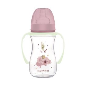   Canpol babies Anti-kólikás cumisüveg, világító fogantyúval, EasyStart, SLEEPY KOALA, 240 ml - pink