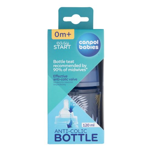 Canpol babies Anti-kólikás cumisüveg, EasyStart, GOLD, 120 ml - kék