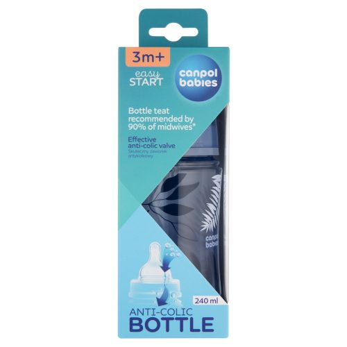 Canpol babies Anti-kólikás cumisüveg, EasyStart, GOLD, 240 ml - kék