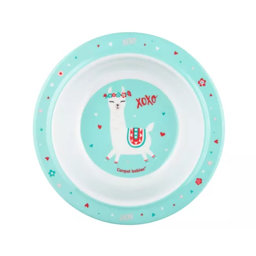 Canpol babies Melamine tál tapadókoronggal, 270ml, EXOTIC ANIMALS - türkiz