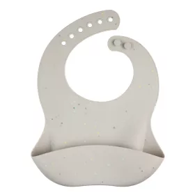 Canpol babies Szilikon előke zsebbel, DOTS - szürke