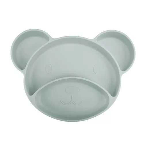 Canpol babies Szilikonos, osztott tányér tapadókoronggal, Mackó - zöld