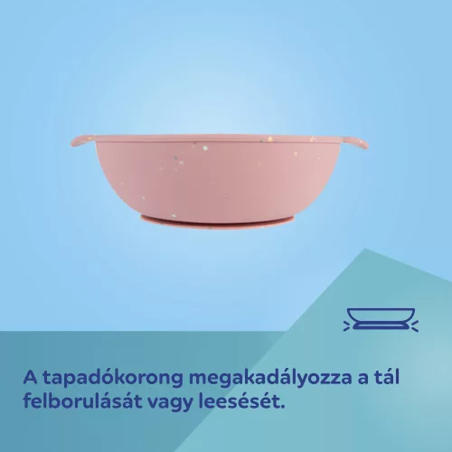 Canpol babies Szilikon osztott tál, tapadókoronggal, 360ml, DOTS - pink