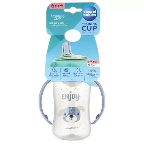 Canpol babies Tanulópohár szilikon ivócsőrrel, CUTE ANIMALS, 320ml, kutya