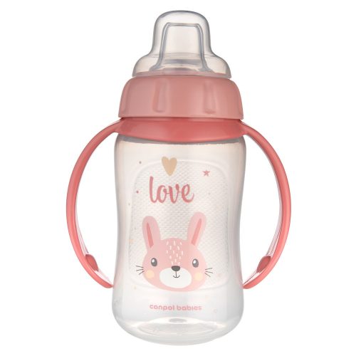 Canpol babies Tanulópohár szilikon ivócsőrrel, CUTE ANIMALS, 320ml, nyuszi