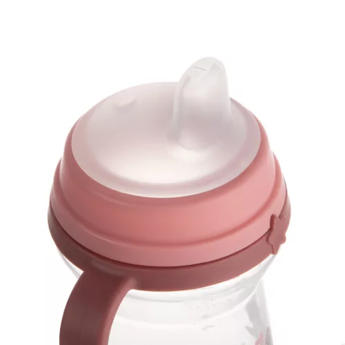 Canpol babies Itatópohár szilikonos ivócsőrrel, FirstCup, 150 ml, Bonjour Paris - rózsaszín