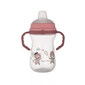   Canpol babies Itatópohár szilikonos ivócsőrrel, FirstCup, 250 ml, Bonjour Paris - rózsaszín