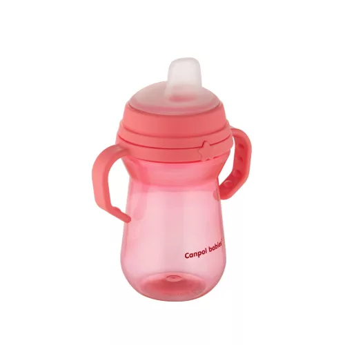 Canpol babies Itatópohár szilikonos ivócsőrrel, FirstCup, 250 ml, rózsaszín