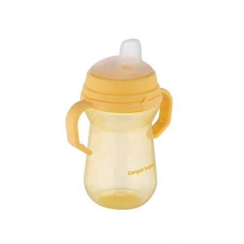 Canpol babies Itatópohár szilikonos ivócsőrrel, FirstCup, 250 ml, sárga