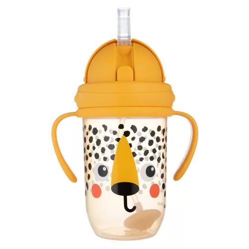 Canpol babies Súlyozott szívószálas itatópohár, 270ml, BabiesBoo, gepárd