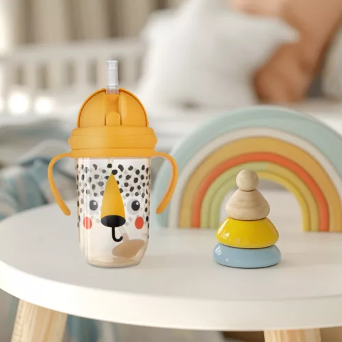 Canpol babies Súlyozott szívószálas itatópohár, 270ml, BabiesBoo, gepárd