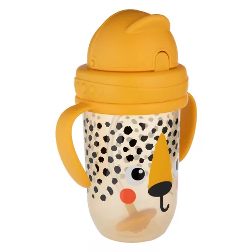 Canpol babies Súlyozott szívószálas itatópohár, 270ml, BabiesBoo, gepárd