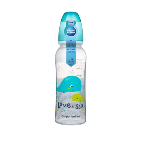 Canpol babies Keskeny nyakú cumisüveg, 250 ml, LOVE&SEA