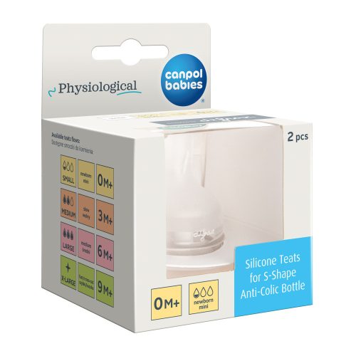 Canpol babies Szilikon etetőcumi az S-alakú cumisüvegekhez, 0hó+, 2db, mini