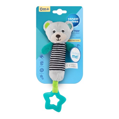 Canpol babies Puha sípoló játék rágókával, 0+, BEARS - szürke