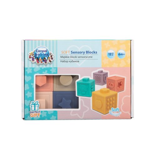 Canpol babies Szenzoros puha építőkocka, 12 db-os