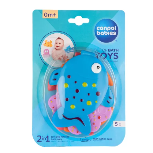 Canpol babies Színes, óceán tematikájú, tapadókorongos fürdőjátékok (5 db) - TOYS