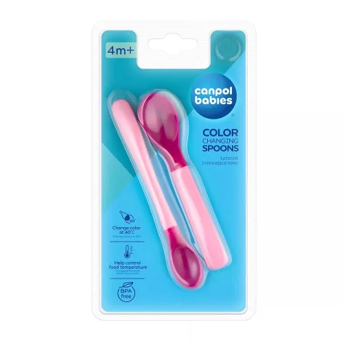 Canpol babies Színváltó, hőérzékelős kanál készlet, 2db, rózsaszín