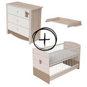   Todi Teddy 70x140-es átalakítható babaágy + Teddy 3 fiókos komód + pelenkázó toldalék
