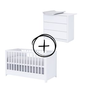   Todi Elegant 3 fiókos komód + 70x140-es átalakítható babaágy + íves pelenkázó toldalék