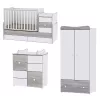 Lorelli Maxi Plus kombi ágy 70x160 + Cupboard pelenkázó komód + Exclusive szekrény - White & Artwood