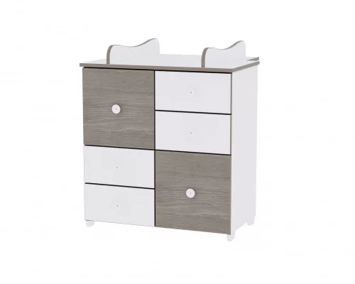 Lorelli Dream kiságy 60x120 + Cupboard pelenkázó komód - White & Coffee