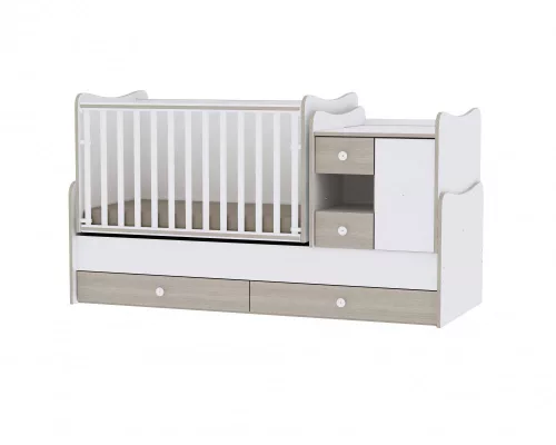 Lorelli MiniMax kombi ágy 72x190 + Komód - White & Amber