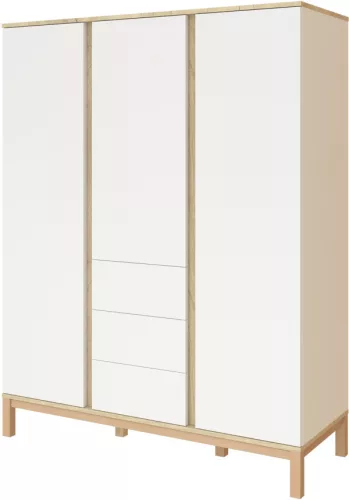 Faktum Loop White&Oak 3 osztású szekrény (5 doboz) - fehér