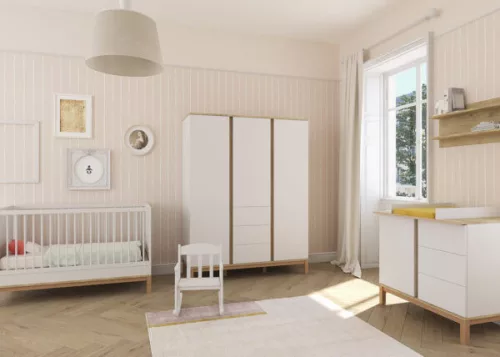 Faktum Loop White&Oak 3 osztású szekrény (5 doboz) - fehér