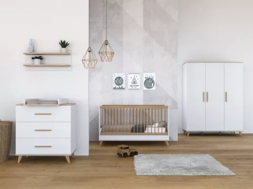 Faktum FLIP White & Oak 120-as babaágy - fehér