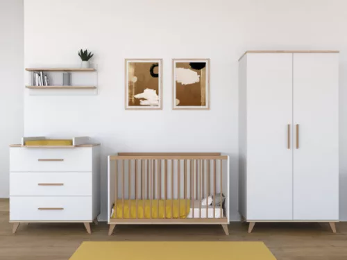 Faktum FLIP White & Oak átalakítható 140-es babaágy (2 doboz) - fehér