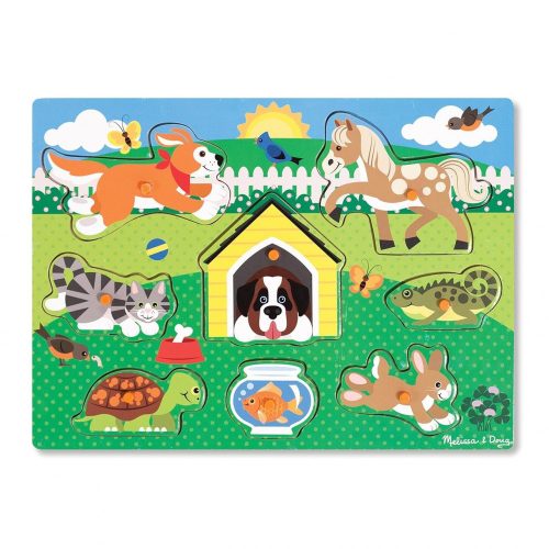 Melissa & Doug Fa készségfejlesztő játék, háziállatok puzzle