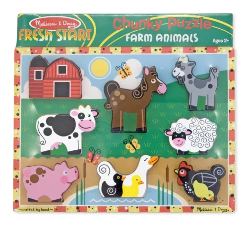Melissa & Doug Fa készségfejlestő játék, könnyen megfogható puzzle