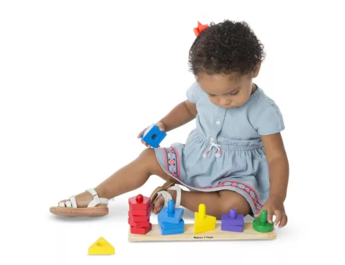 Melissa & Doug Fa készségfejlestő játék, formarendező toronyépítő