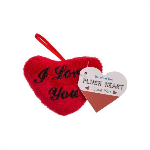 Piros plüss szív felirattal