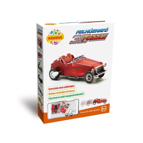 Felhúzható 3D puzzle - piros oldtimer