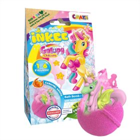   Craze Inkee vegán fürdőgolyó csomag - Galupy unikornis figurával, karamellás aromával