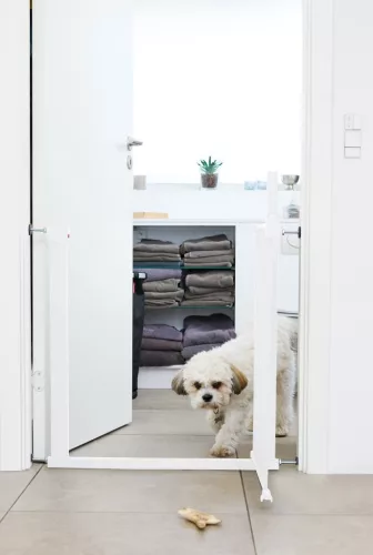 DogSpace Lassie nyomás rögzítő kapu rács kutyáknak 73-80cm - fehér