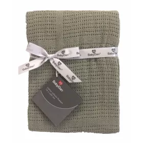 Baby Dan Horgolt pamut Dusty Green takaró, 75x100 cm